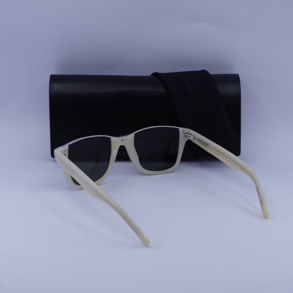 Saint Laurent SL 51 CUT 004 Square Sunglasses - Beige/Silver/Grey - Picture 8 of 10